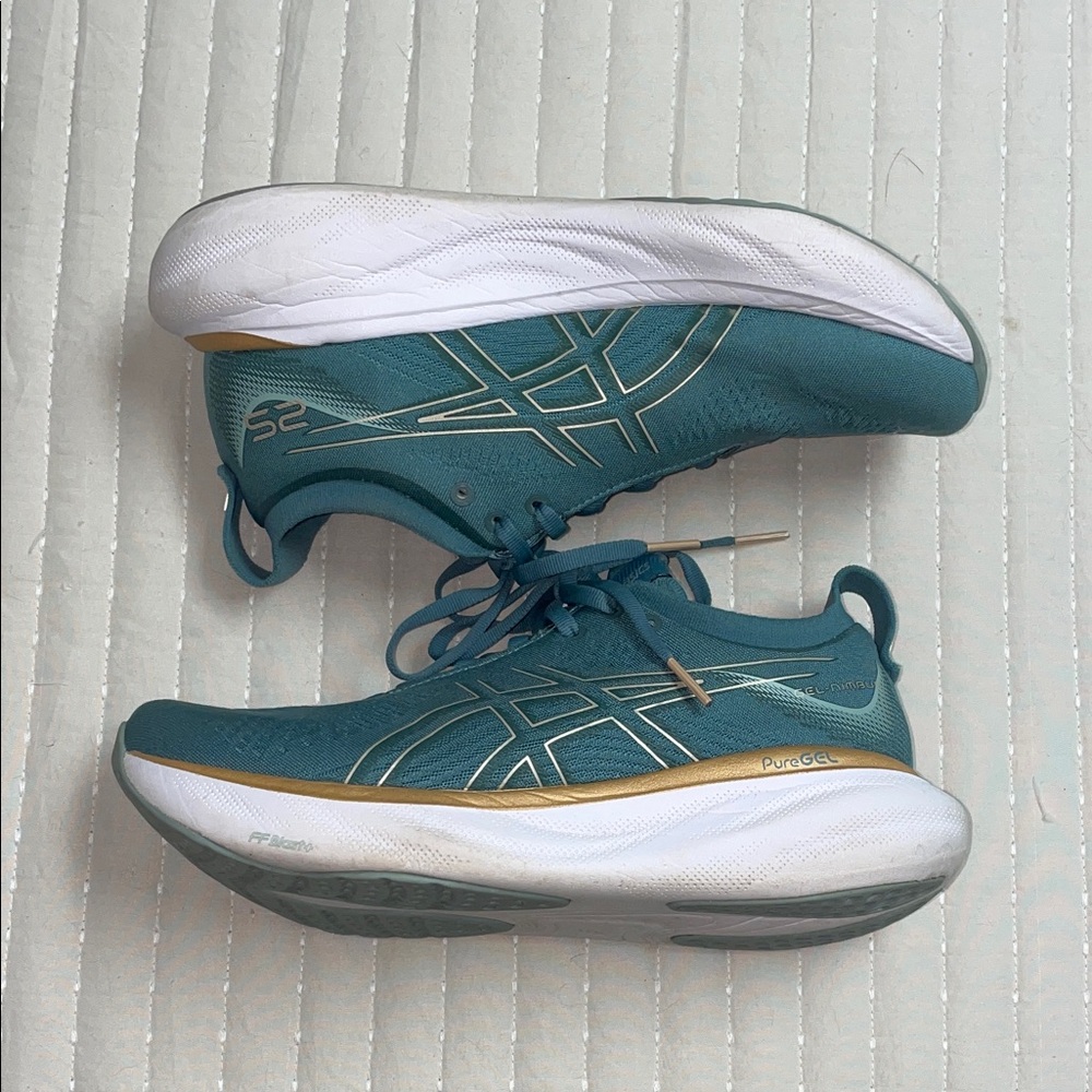 Asics Turquoise and White Running Shoes